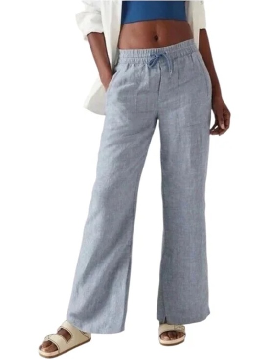 Athleta Pants - Athleta Retreat Linen Wide Leg Pants - Chambray Blue - Size 8 / Medium [NWOT]